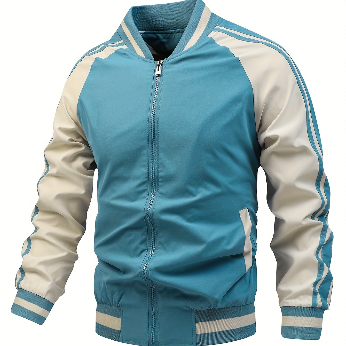 Jasper Colorful Mens Sports Jacket With Striped Cross Belt Baseball Collar Casual Trendsetter