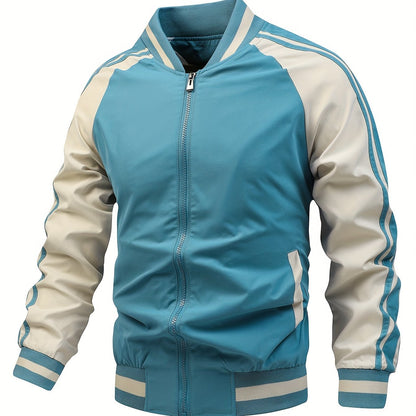 Jasper Colorful Mens Sports Jacket With Striped Cross Belt Baseball Collar Casual Trendsetter