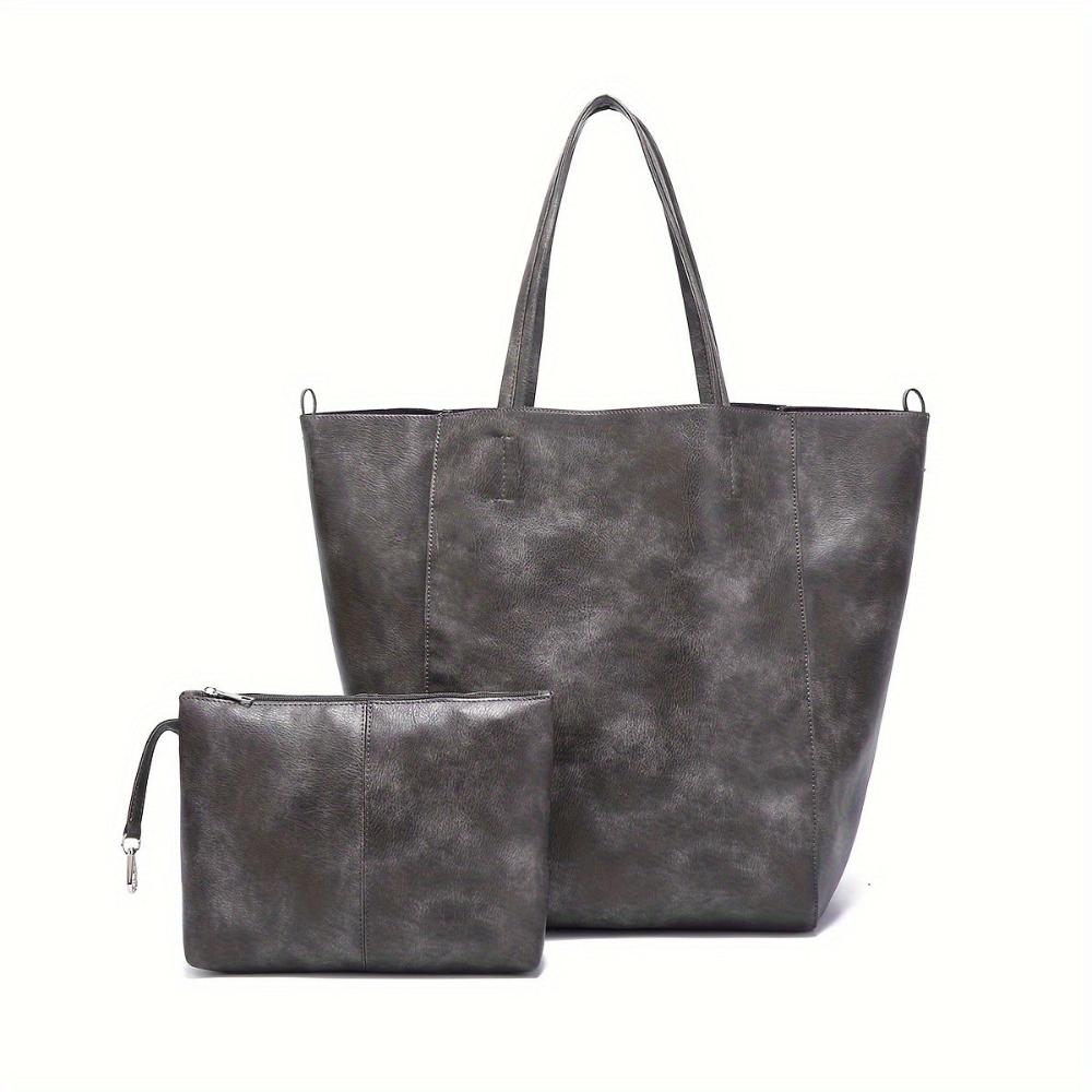 TrendAura Heather Tote Bag - Vegan Leather Tote With Detachable Pouch And Spacious All-Season Design