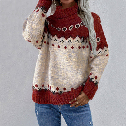 Warmer knitted sweater in Norwegian style