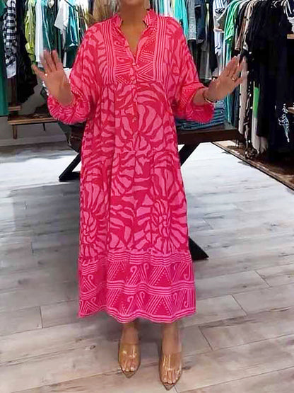 Women's V Neck Flowy Dress with Loose Fit and Tummy Control