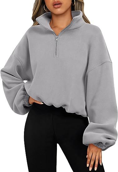 Women's sweatshirt with half-zip and stand-up collar
