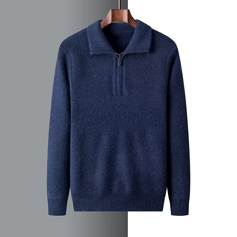 Nordisk Flair Men's Regular Fit Soft Knit Sweater With Short Zip And Flat Collar