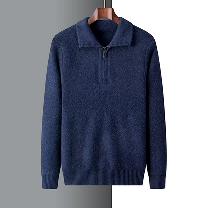 Nordisk Flair Men's Regular Fit Soft Knit Sweater With Short Zip And Flat Collar