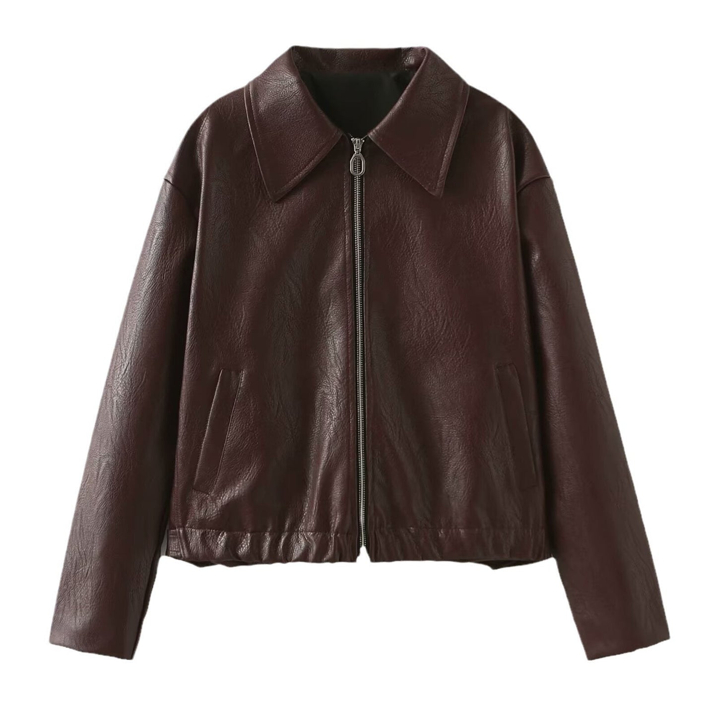 TrendAura Womens Faux Leather Zip Jacket Sleek Everyday Style All Day Comfort Versatile Wardrobe Essential