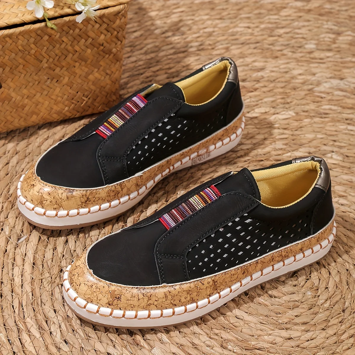 Lunari White Womens Perforated Moccasins With Elastic Insert Lightweight Comfort