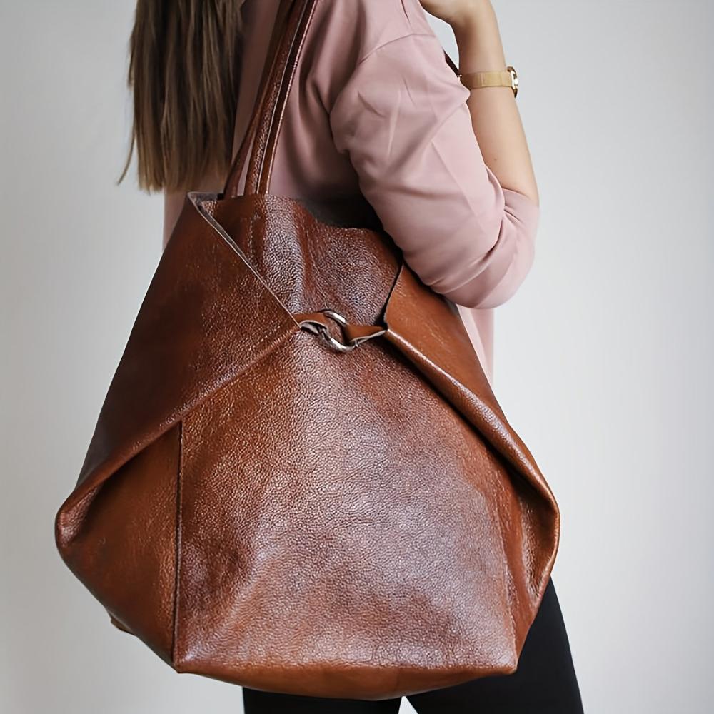 TrendAura Heather Tote Bag - Vegan Leather Tote With Detachable Pouch And Spacious All-Season Design