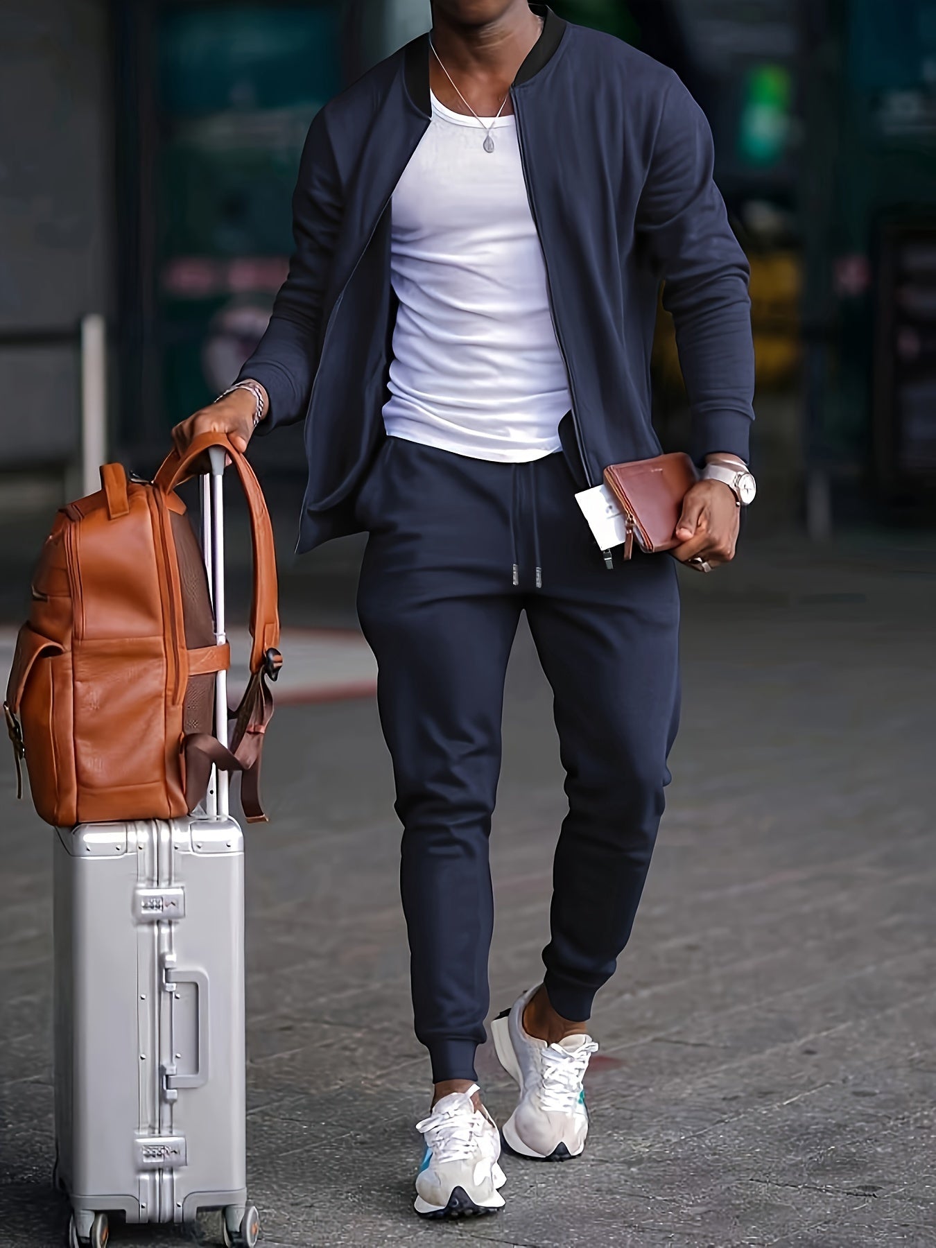 Evan Men's Casual Travel Tracksuit With Zipper Jacket By TrendAura For Comfort And Modern OnTheGo Style