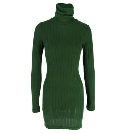 Knit Dress With High Collar For Women By Elegance Streetwear Elegant Cozy Slim Fit Everyday Style