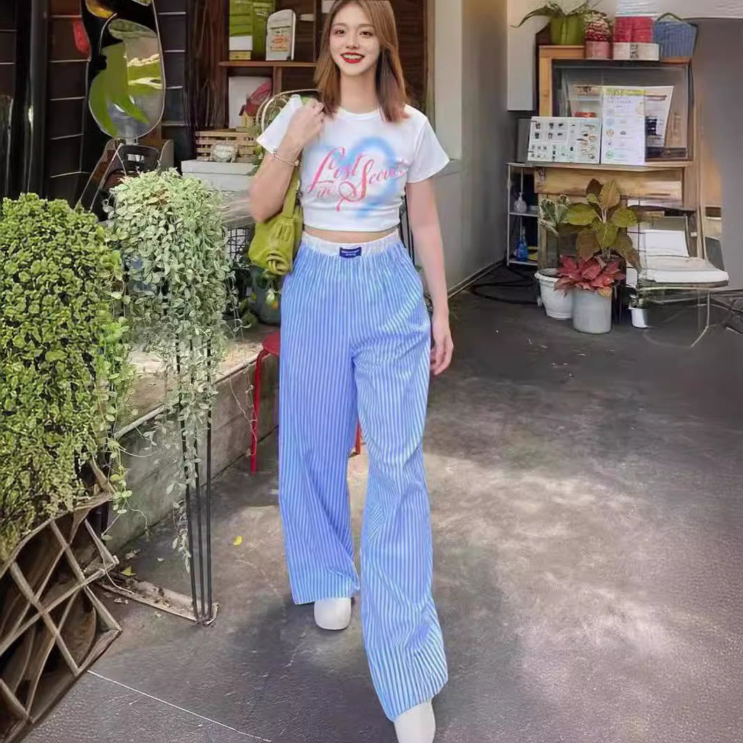 Gabrielle - Wide pants with vertical stripes