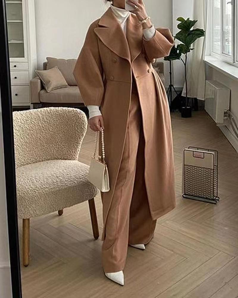Elegant Vintage Long Coat With Dramatic Lantern Sleeves For Retro Women Statement Style