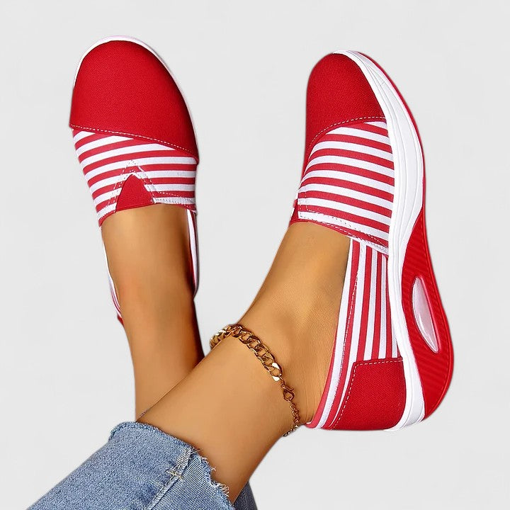 Julia Slip On Wedge Sneakers For Women With Soft Canvas Upper And 3 To 5 Cm Wedge All Day Comfort