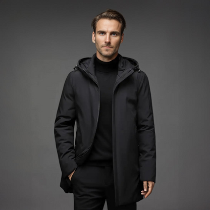 Mens Winter Parka Coat With Hood And Structured Silhouette For Cold Weather Urban Premium Comfort