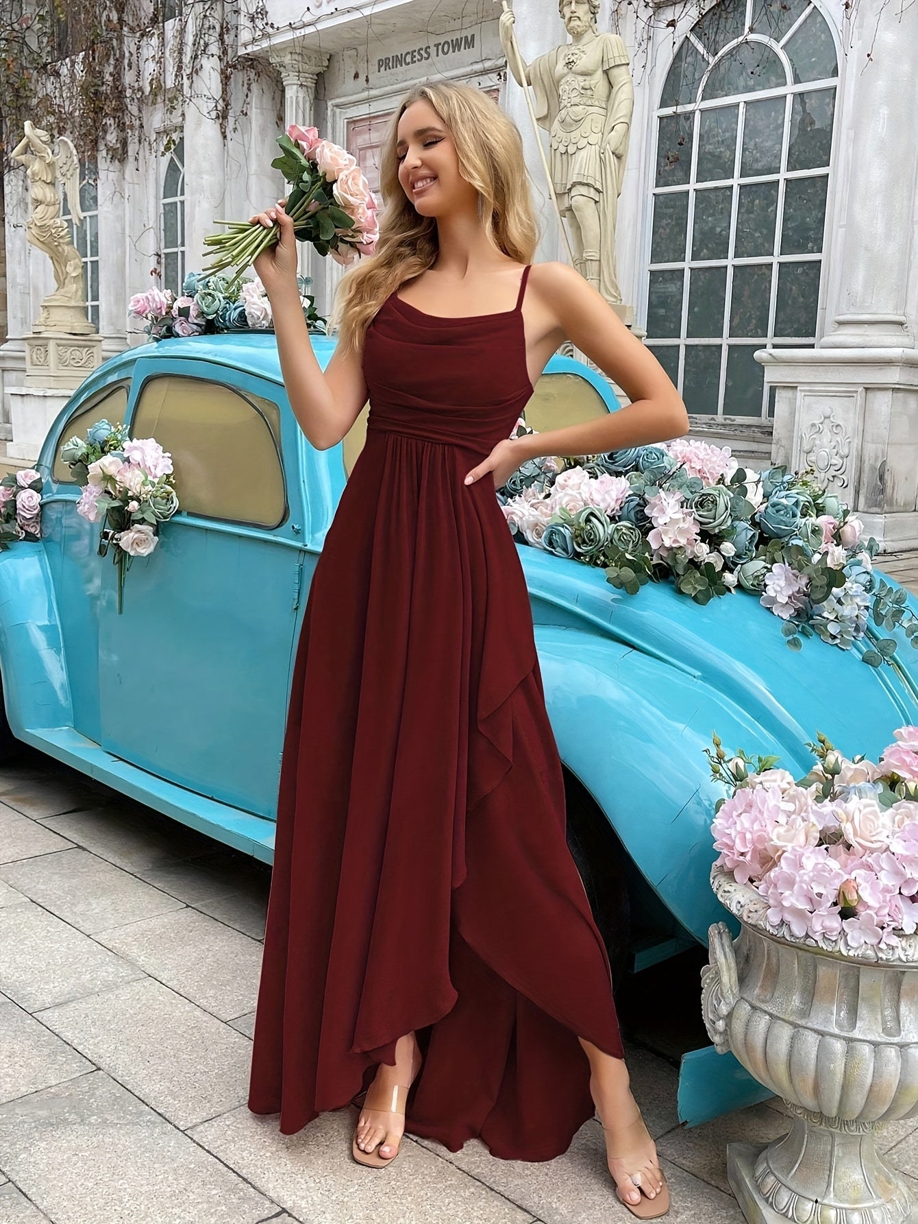 Morgane Elegant Long Dress For Bridesmaids With Fluid Silhouette And Color Options