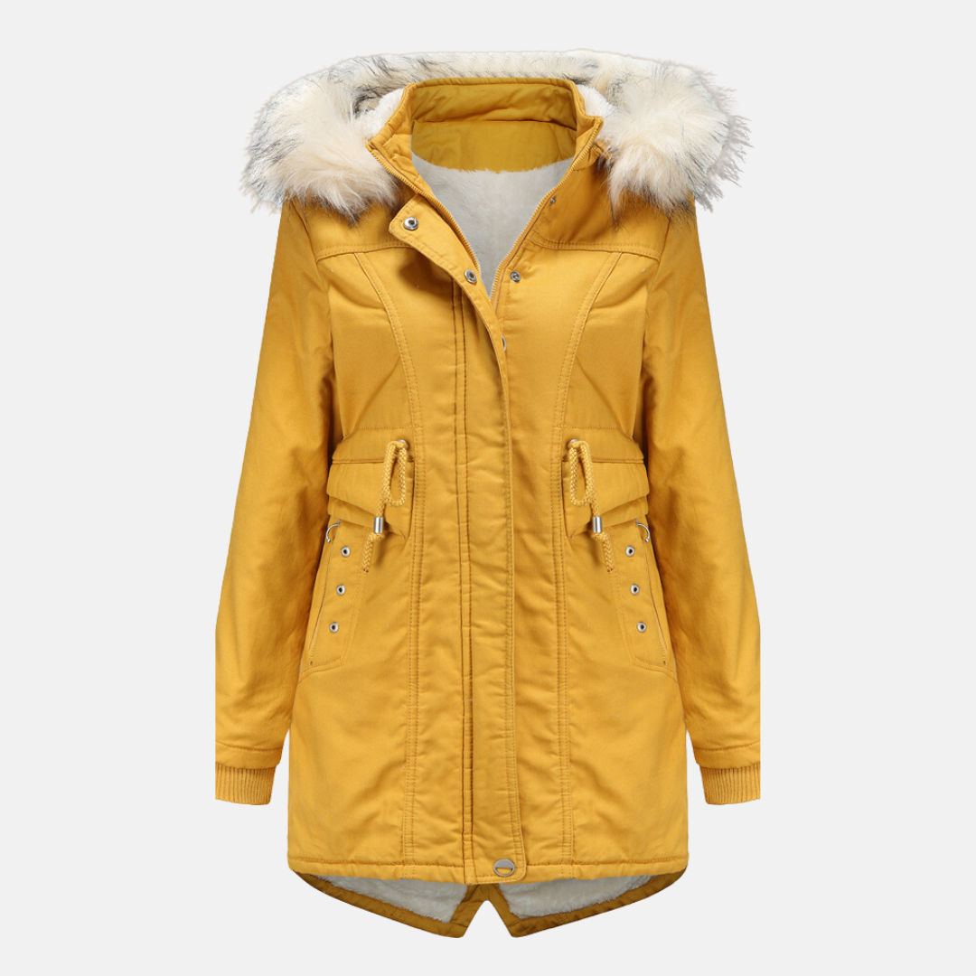 Women’s Parka Jacket – Tailored Fit – Removable Faux Fur Hood – Weather-Resistant – Mid-Length