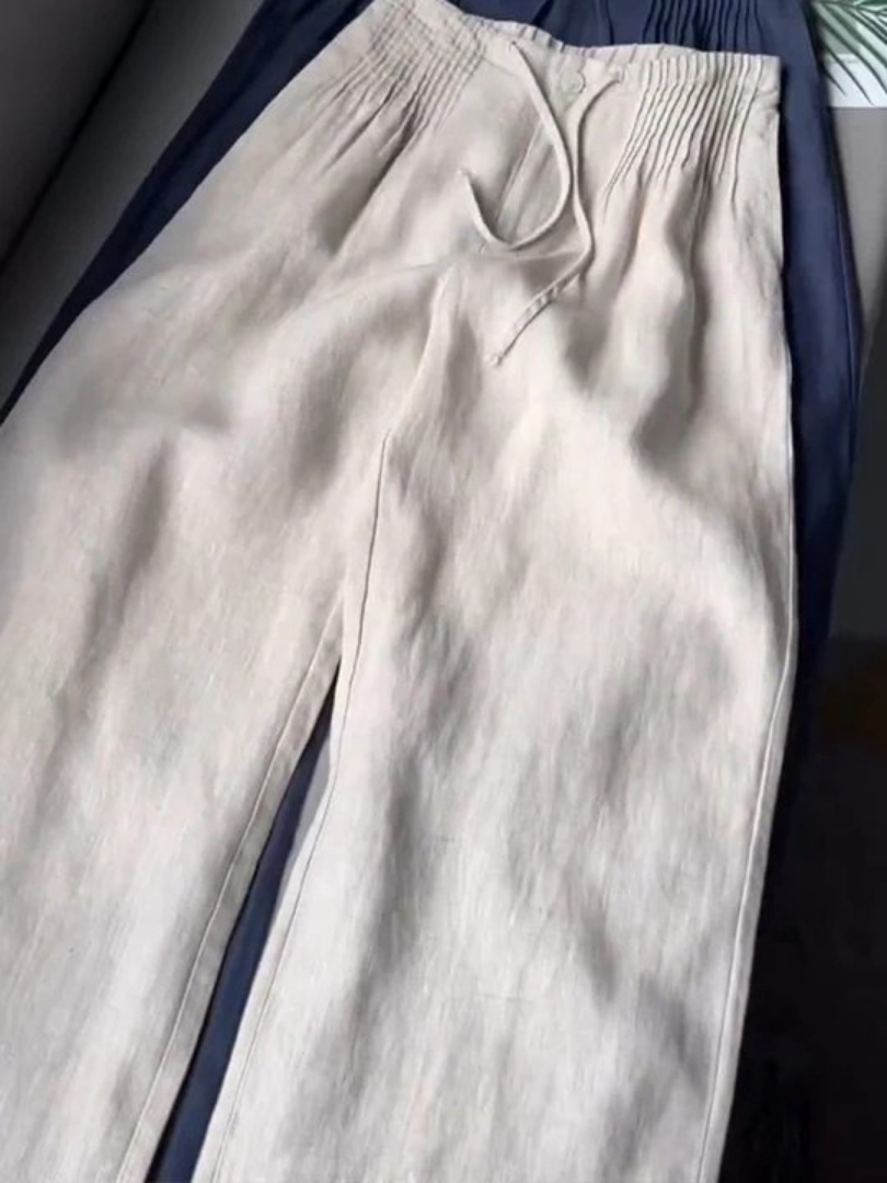 Women's Wide-Leg Trousers with Elastic Waist and Lightweight Fabric