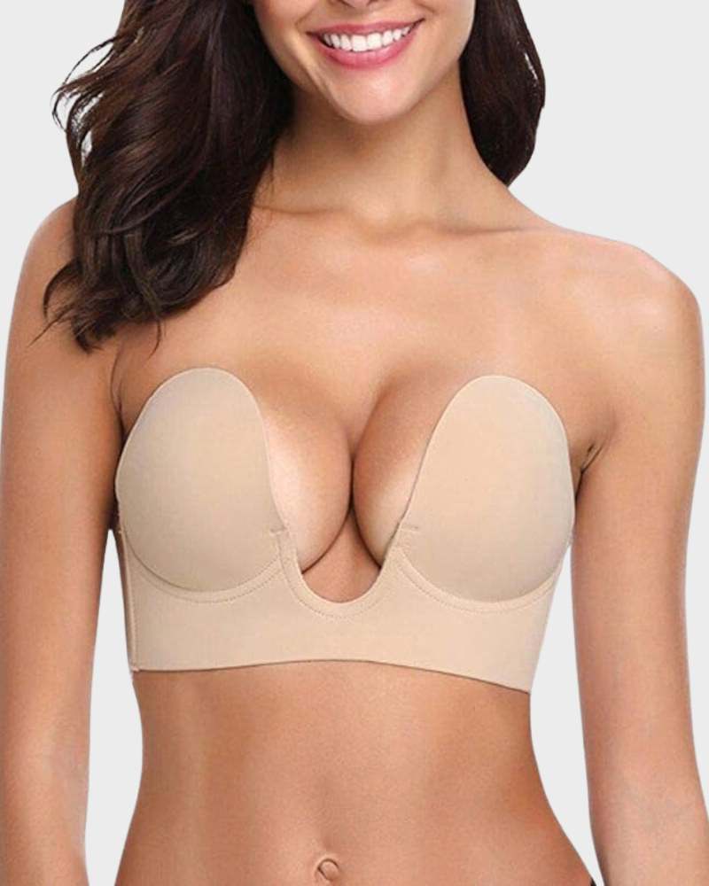 Women's Push-Up Plunge Bra with Adjustable Straps and Underwire Support - TrendAura
