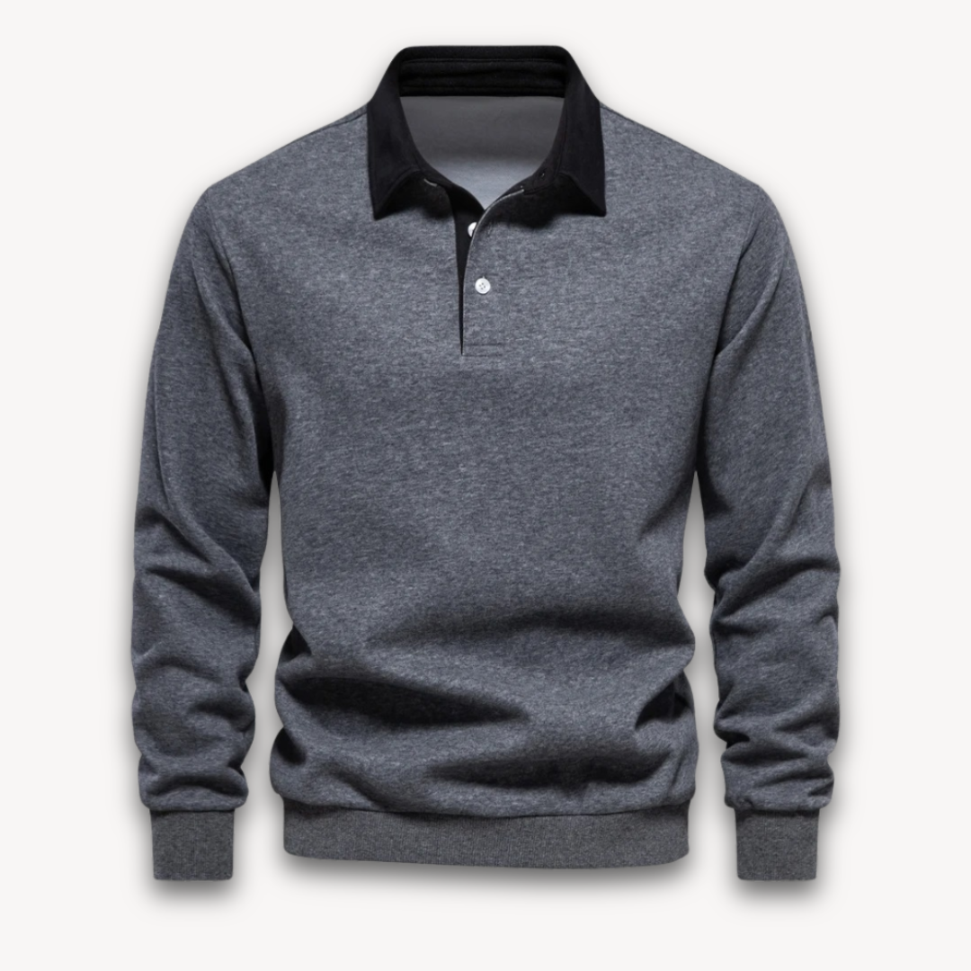 TrendAura Mens Polo Sweater Regular Fit Long Sleeve Soft Knitted Natural Fiber Navy Knitwear