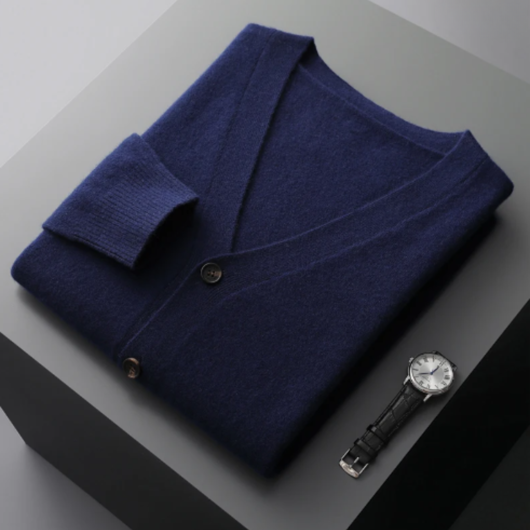 Elegant V-Color Cardigan For Men | With Buttons