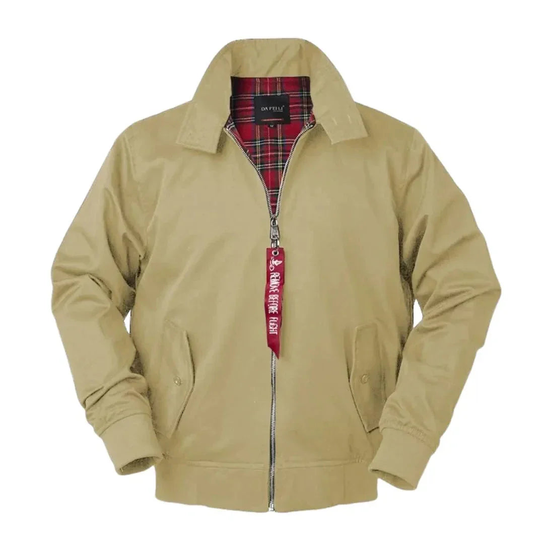 Waylynn Men’s Classic Harrington Jacket with Tartan Lining, Tailored Shoulders, Ribbed Cuffs