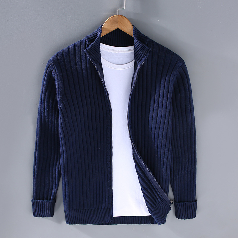 Corey Warm Knitted Zip Jacket Winter Cardigan For Men Cozy Comfortable Outerwear For Cold Weather