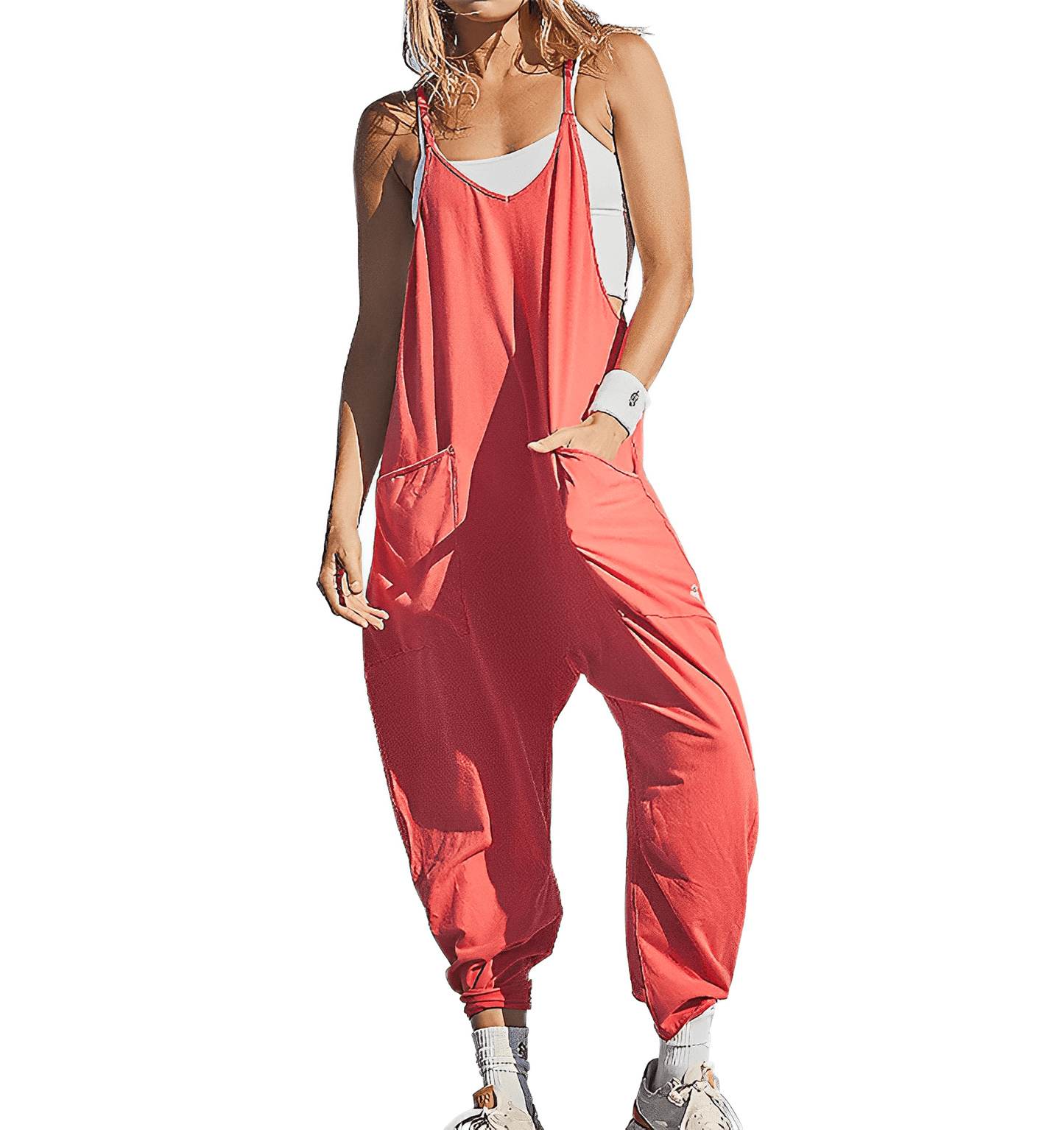 Sleeveless jumpsuit for women with pockets - a casual one-piece