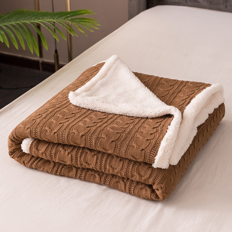 Cozy Cable Knit Sherpa Throw Blanket Two Textures For Sofa Cuddlers Ultimate Warmth