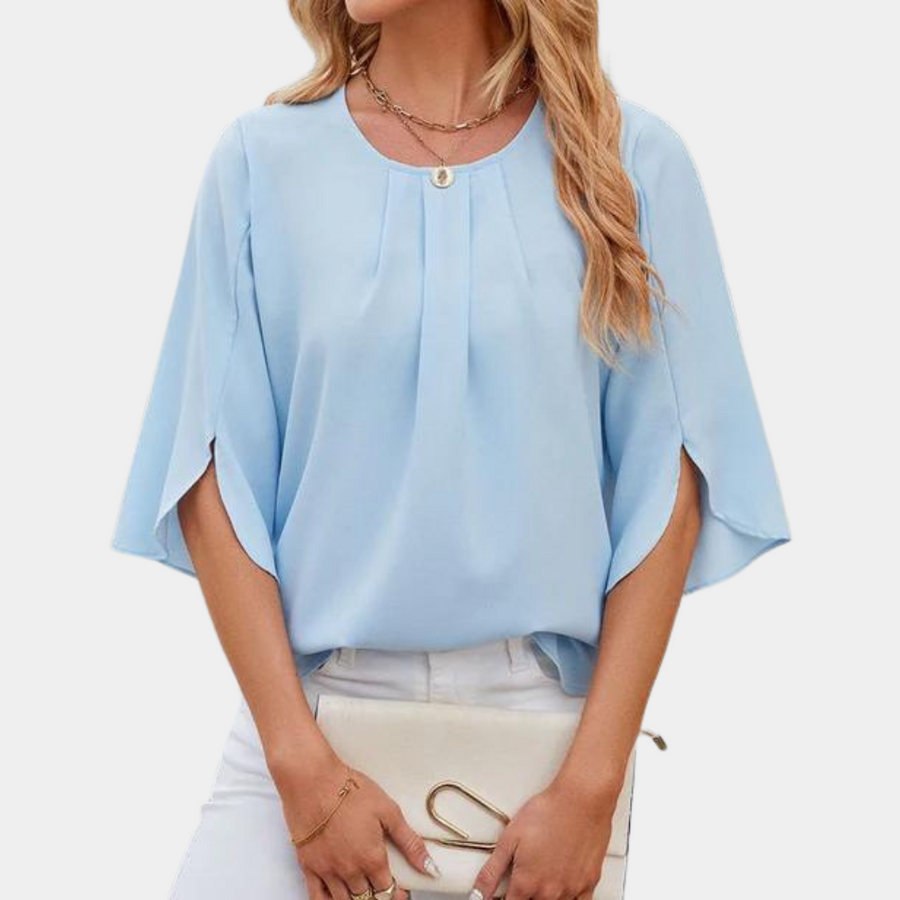 Philomène Elegant Blouse With Pleated Sleeves For Women Timeless Chic Fluid Silhouette