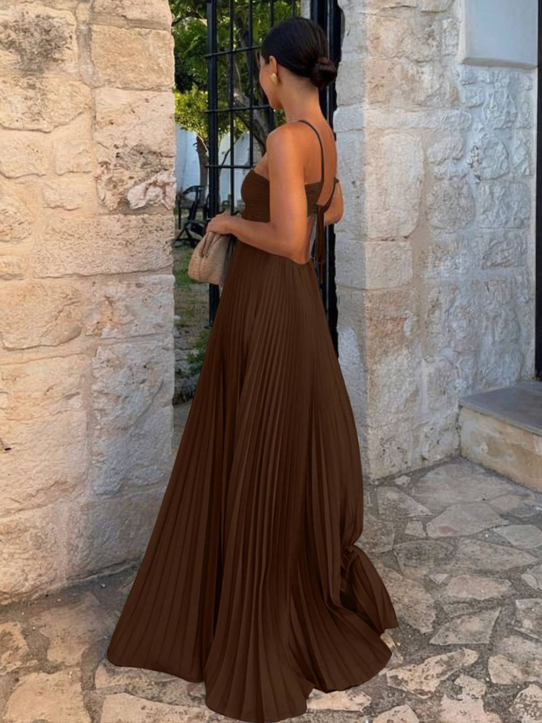 Lucia Pleated Strapless Dress With Crossed Back For Women Relaxed Summer Elegance