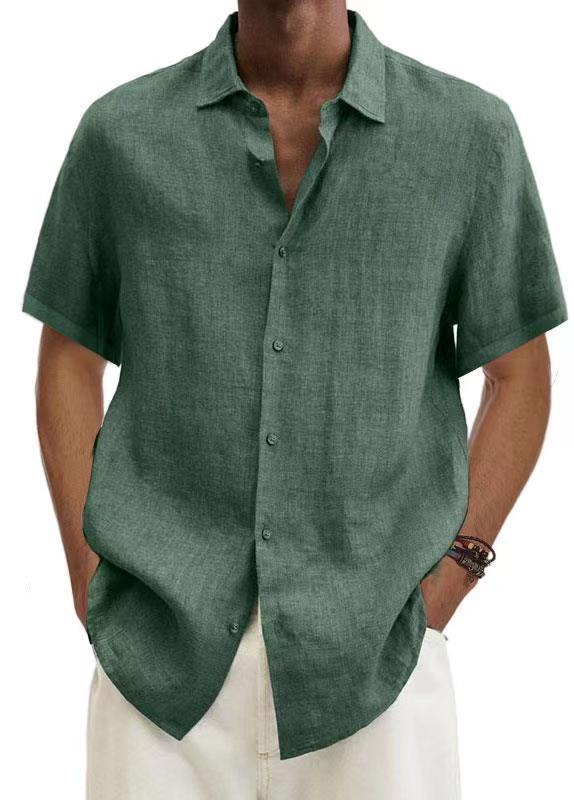 Laurence Cotton V Neck Mens Solid Color Shirt For Trendy Everyday Wear Breathable Comfort