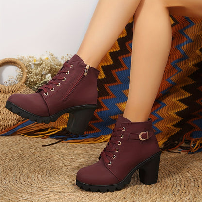 Women's lace-up ankle boots | block heel