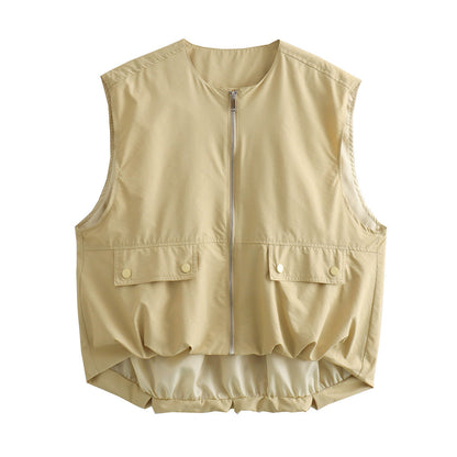Beatrix Lightweight Sleeveless Vest For Women With Zipper And Vent Pockets For Sporty Casual Style