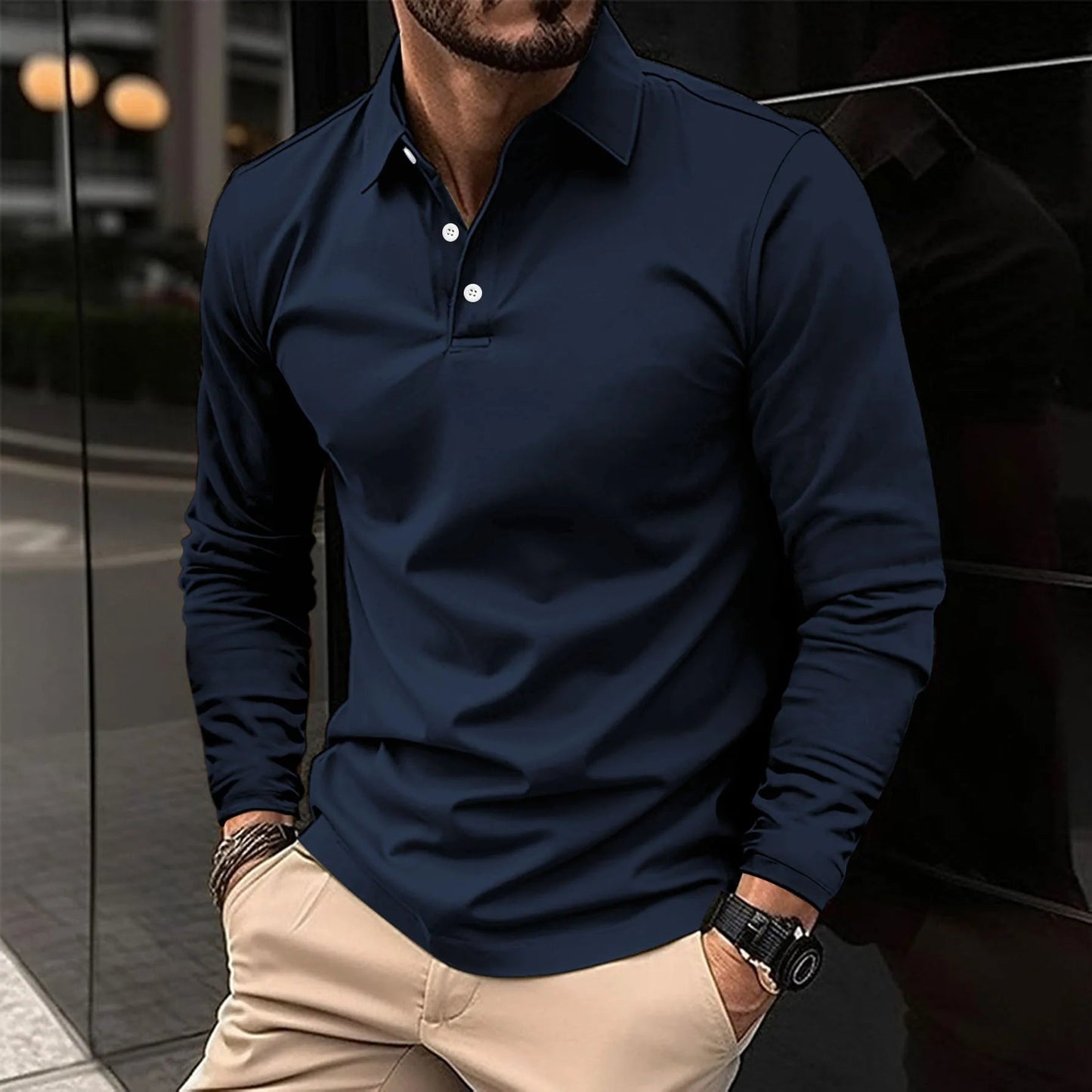 Clint | Men's Long Sleeve Polo — Simplicity & Urban Elegance