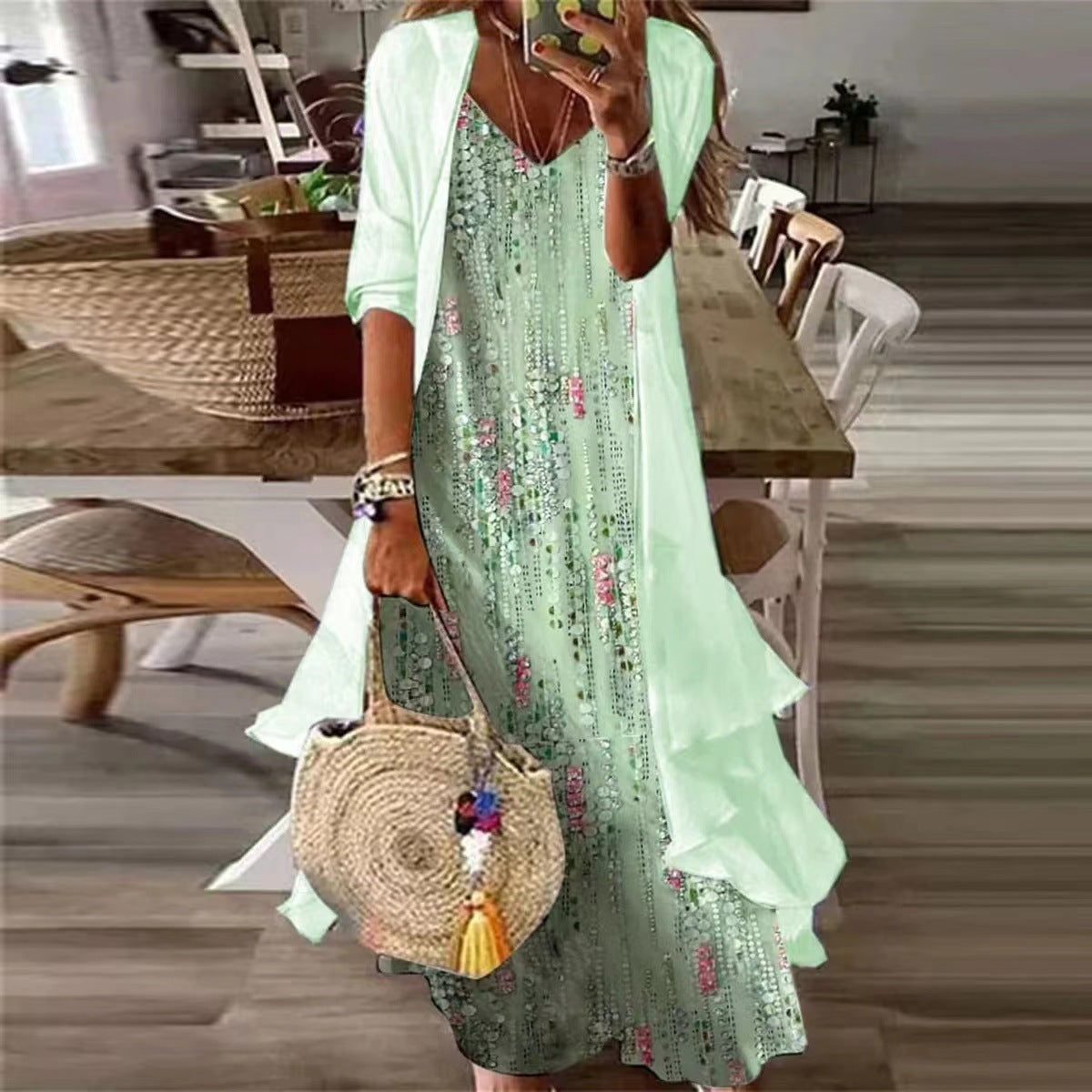 Aurélie | Long Flowing Dress with Floral Print