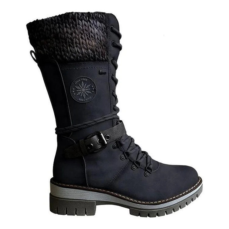 NOVA Warm Knee High Winter Boots For Women Winter Ready Comfort Cross Tied Lace Up Durable Style