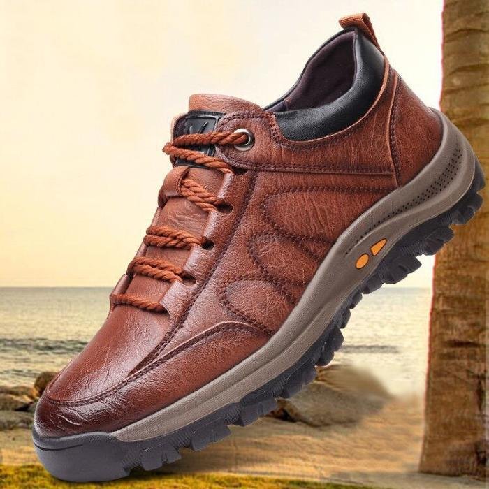 Orthopedic Leather Hiking Boots For Men Ergonomic Comfort Non Slip Cushioned Sole Durable Outdoor Footwear