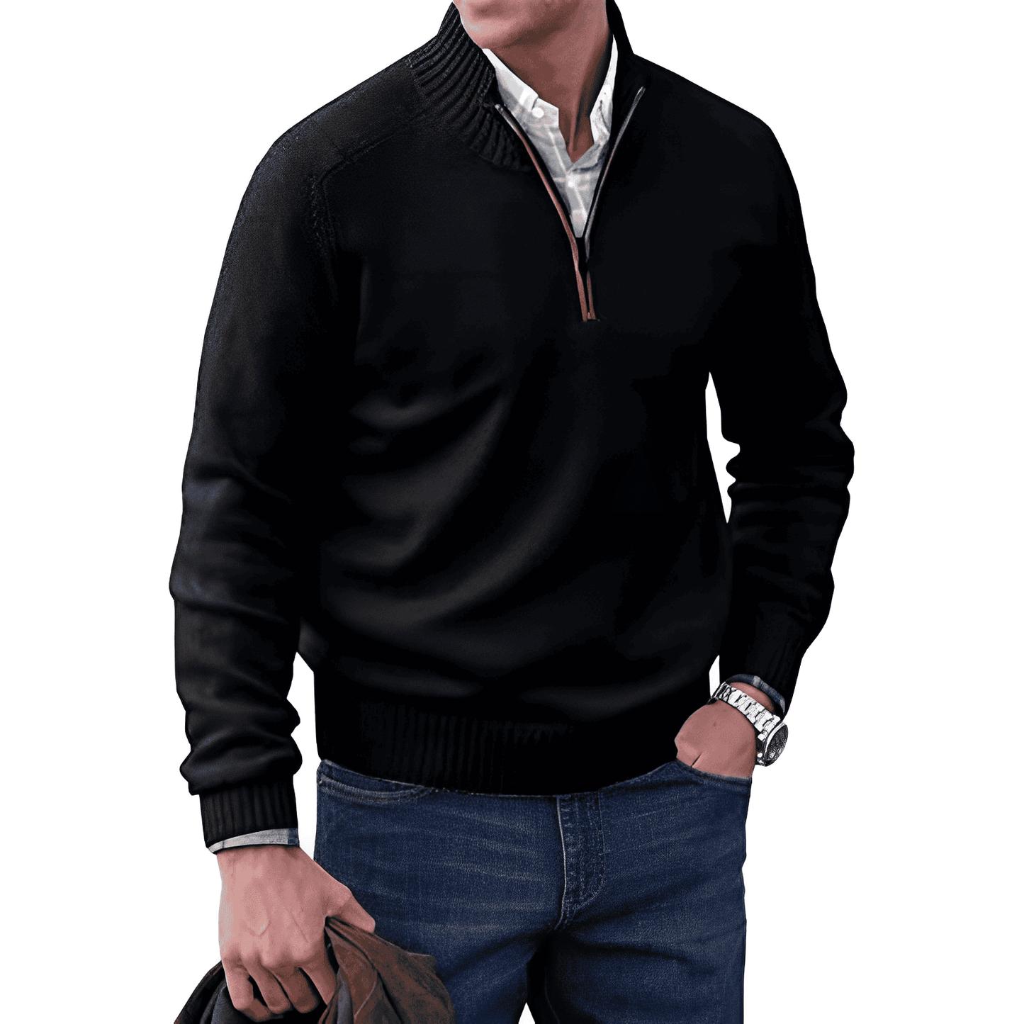 Evan Men's Knitted Half-Zip Pullover Jumper for Layering Warmth and Everyday Comfort By TrendAura