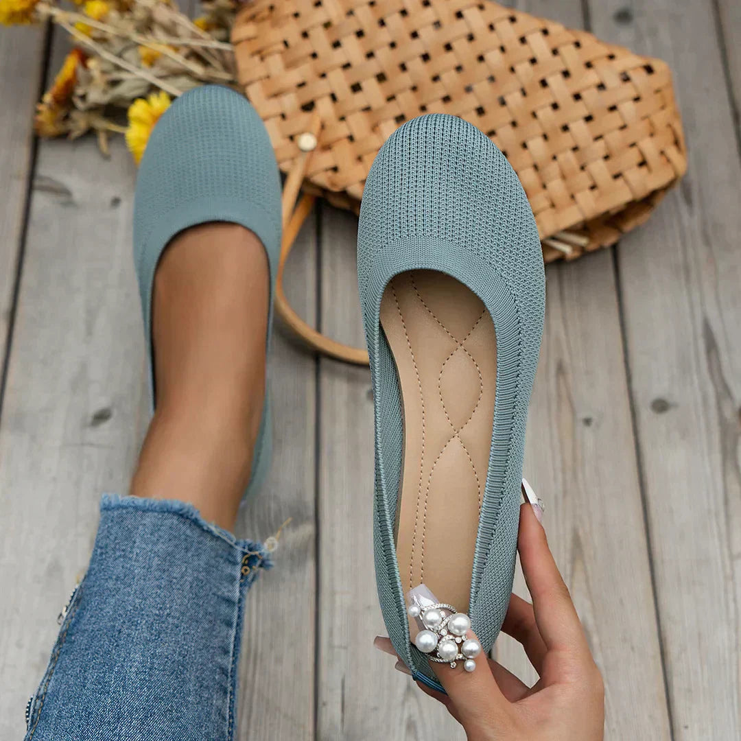 Beatrix Lisa Breathable Knit Flats For Women All Day Comfort Snug Fit For Everyday Use At Home