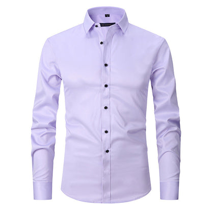 Allen – Long-sleeved slim men's shirt in solid stretch