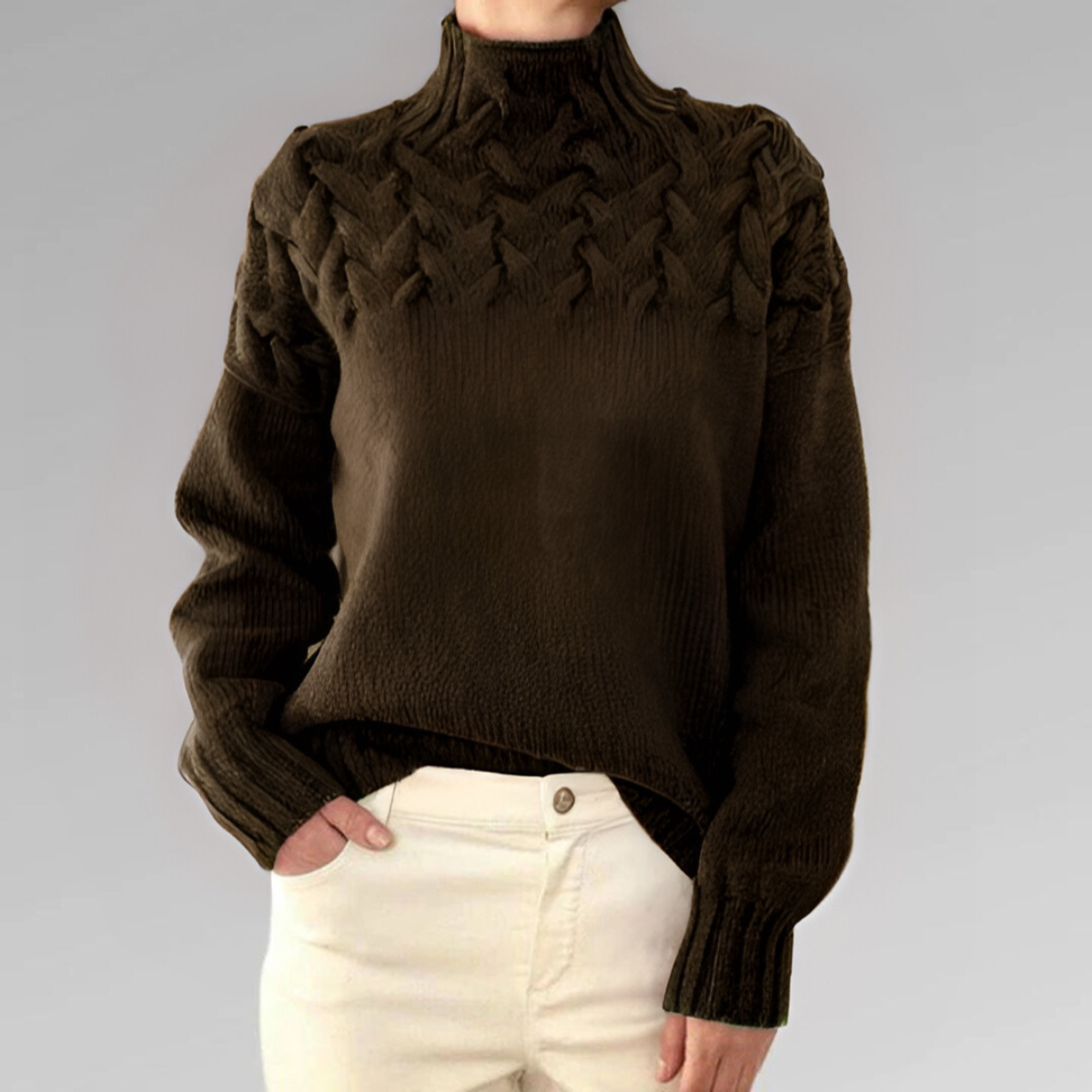 Iroza Womens Cable Knit Turtleneck Sweater For Warmth Comfort And Everyday Style