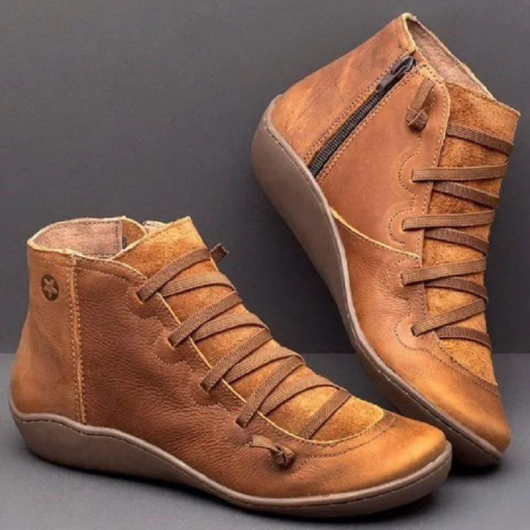 Nordiva Waterproof Winter Boots For Women Handmade Ankle Boots With Warm Cotton Lining And Wedge Heel