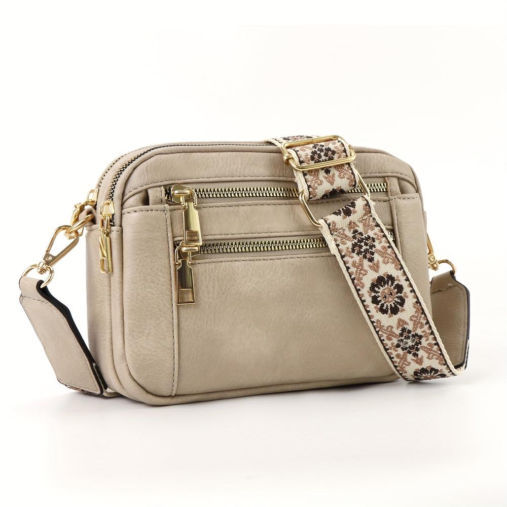 TrendAura Christine Crossbody Shoulder Bag - Vegan Leather Compact Organizer With Multiple Zippers