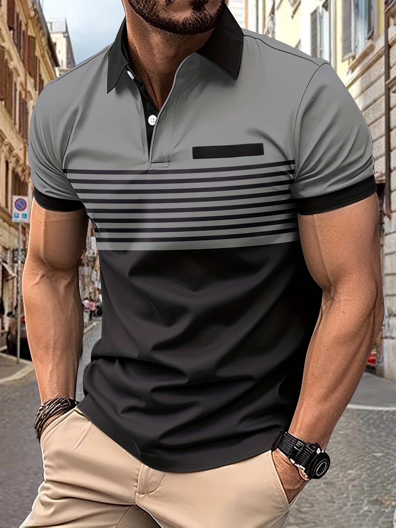 Louis Mens Polo Shirt Summer Striped Lightweight Breathable Comfort Great For Golf Enthusiasts And Casual Wear