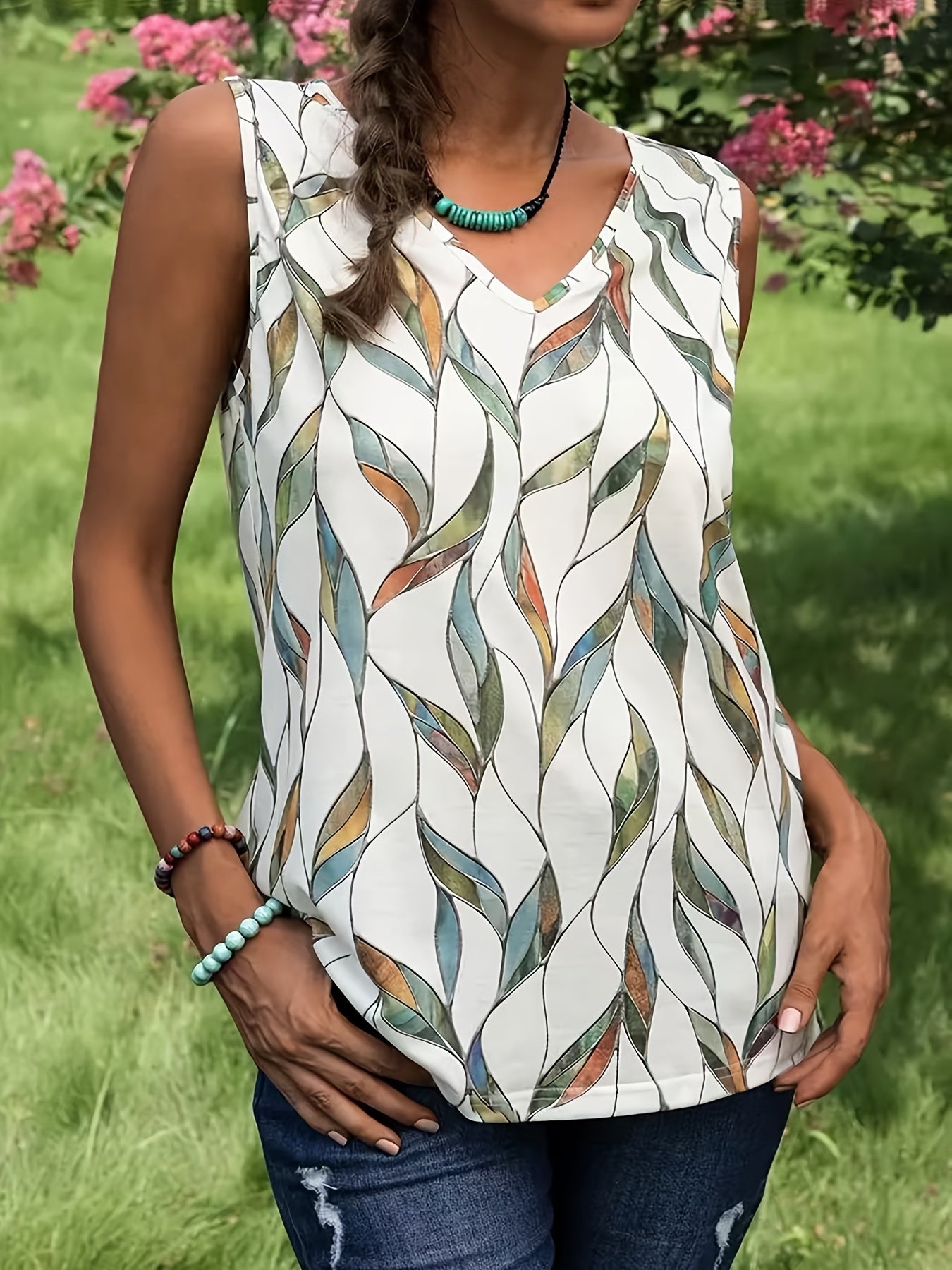 Puck Linen Tank Top For Women Breathable Lightweight V Neck Trendy Summer Essential