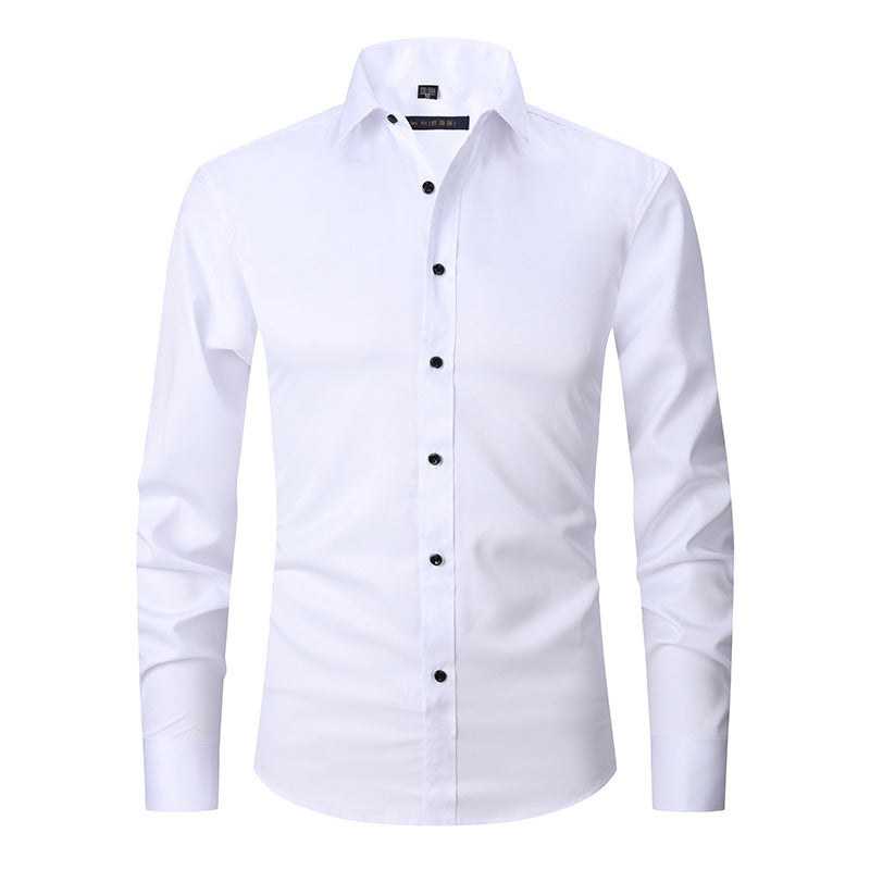 Allen – Long-sleeved slim men's shirt in solid stretch