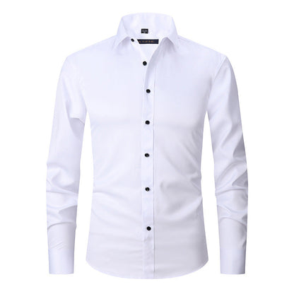 Allen – Long-sleeved slim men's shirt in solid stretch