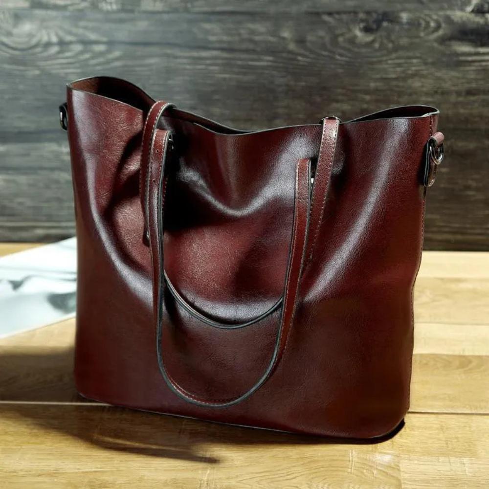 TrendAura Kathy Tote Bag - Vegan PU Leather Durable Tote With Spacious Bucket Design And Versatile Carry Options