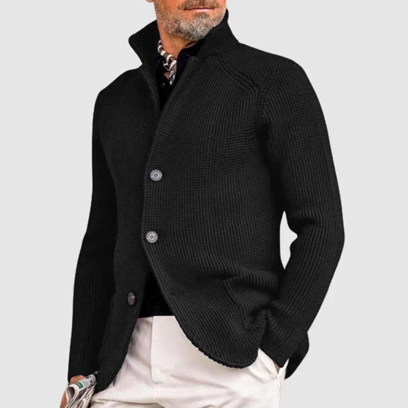 TrendAura Nordic Flair Navy Long Sleeve Knit Cardigan for Men with Button Closure and Cozy Warmth