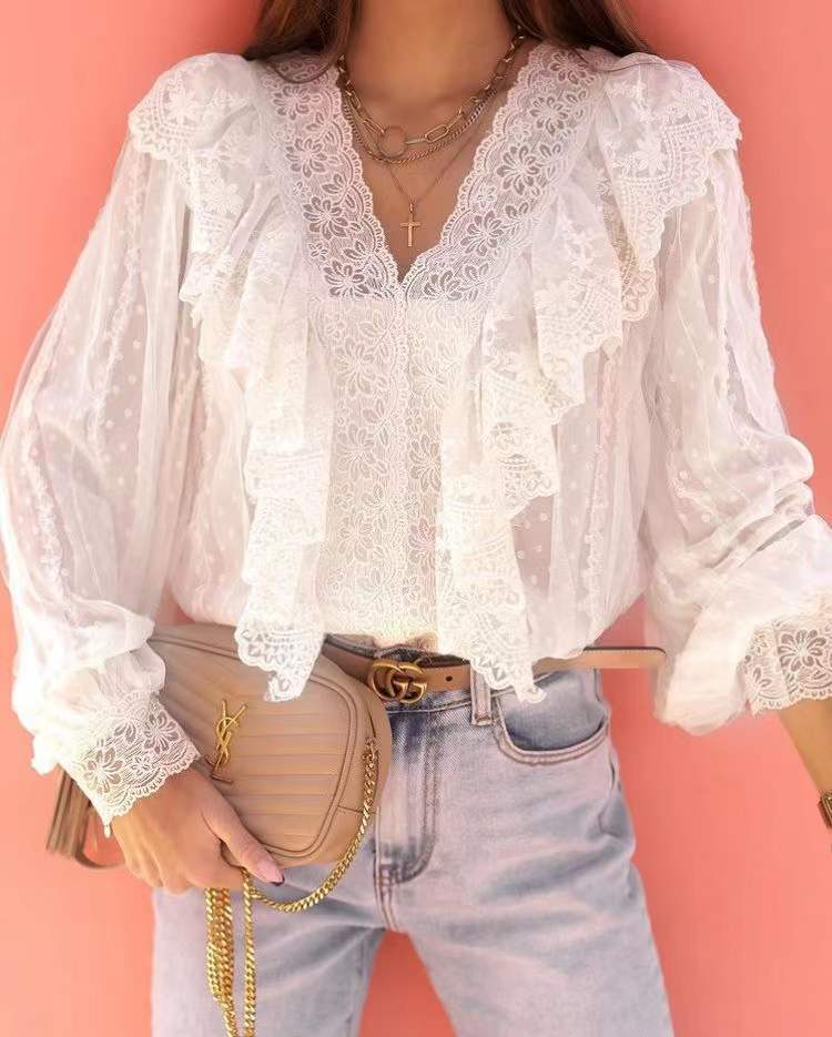 Manon Patchwork Shirt For Women Elegant Breathable Soft Fabric With Feminine Details