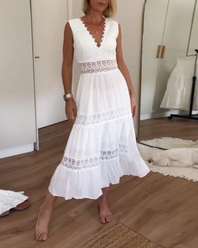 Women's Boho Flowy Dress with Wrap Design and Draped Style - TrendAura